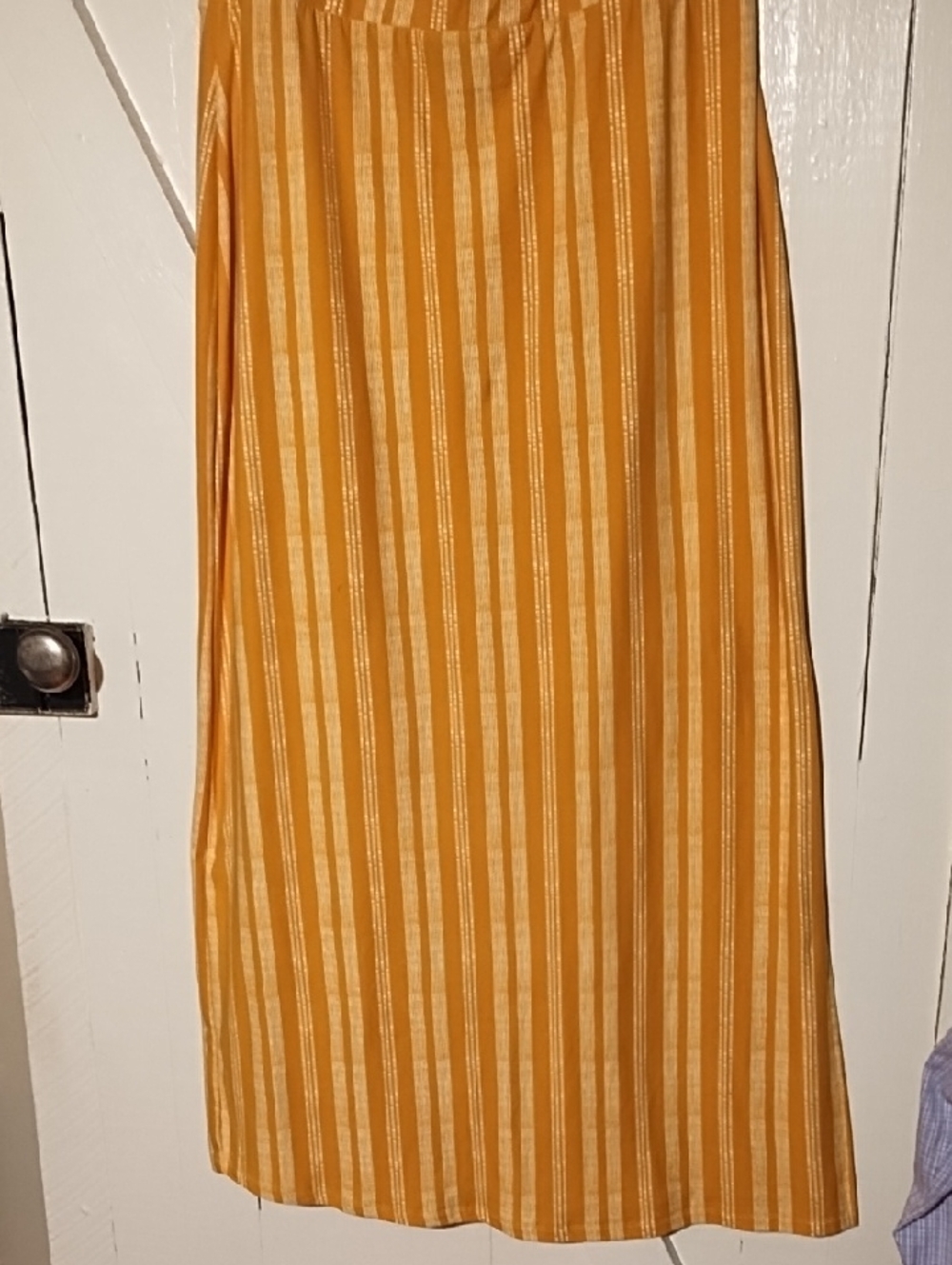 Rue21 Yellow Striped Maxi Skirt VGC Large Side Slit.